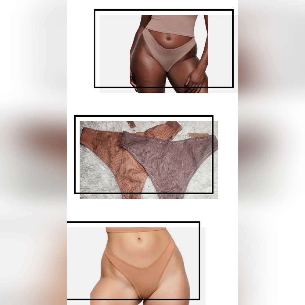 2pcs SKIMS COTTON RIB DIPPED THONG/NWT/ 3X/ UMBER & SEDONA